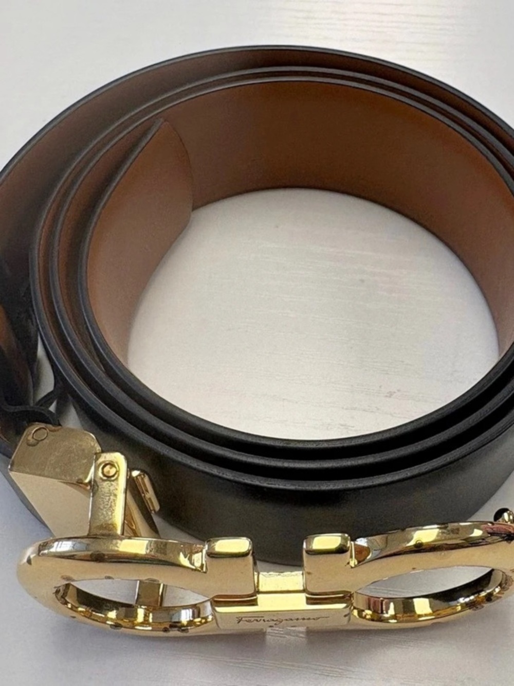Salvatore Ferragamo Gancini Reversible Leather Belt Black & Brown